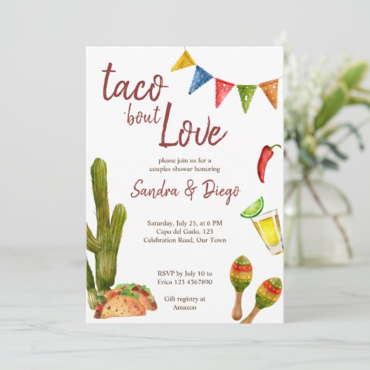 Taco over liefdeparen douanieren Mexicaanse fiesta Kaart (Staand voorkant)