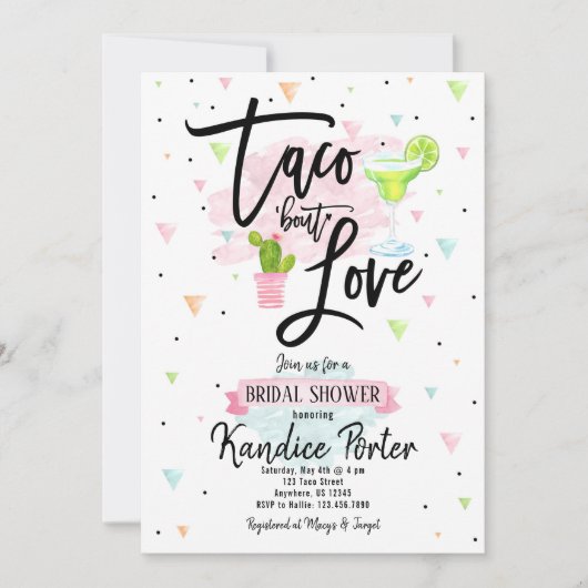 Taco Over Love Bruiloft Feest Fiesta Uitnodiging (Voorkant)