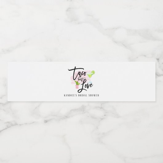 Taco Over Love Bruiloft Feest  Waterfles Etiket (Enkel label)