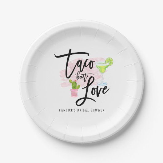 Taco Over Love Bruiloftsborrel Papieren Bordje (Voorkant)
