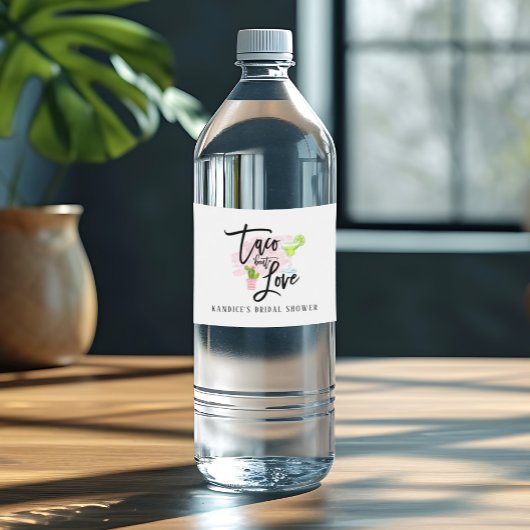 Taco Over Love Bruiloftsborrel  Waterfles Etiket