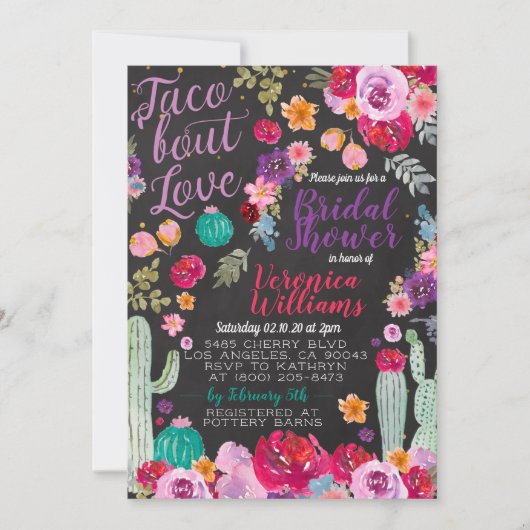 Taco Over Love Bruiloftsuitnodiging Kaart (Voorkant)