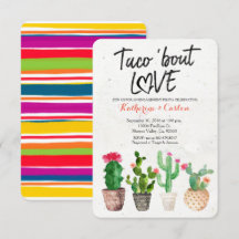 Taco Over Love Cactus verlovingsfeest Uitnodiging