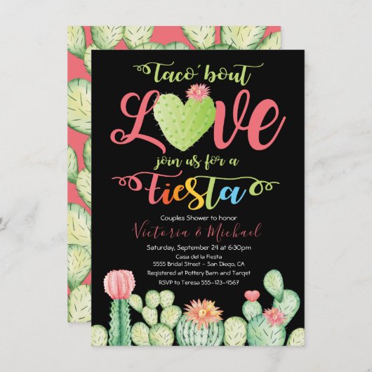 Taco over Love Couples Shower Invitations Kaart (Voorkant / Achterkant)