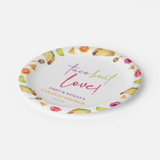 Taco Over Love! Fiesta Bruiloft Koppels Bruidsfees Papieren Bordje (Gekanteld)