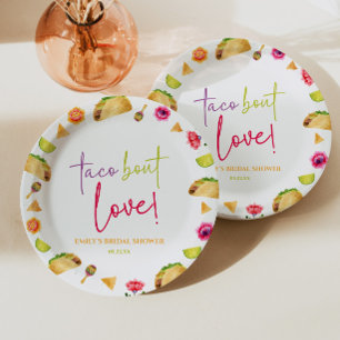 Taco Over Love! Fiesta Bruiloftsfeest Papieren Bordje