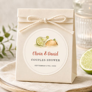 Taco Over Love Fiesta Koppel Bruiloft Favor Ronde Sticker