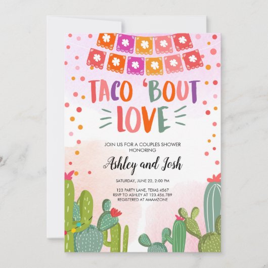 Taco Over Love Fiesta Koppels Borrel Kaart (Voorkant)
