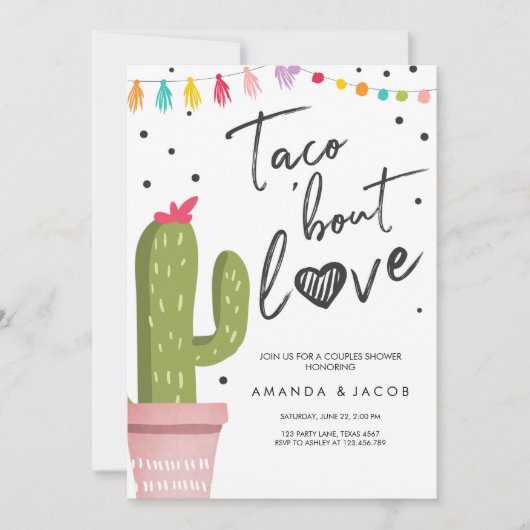 Taco Over Love Fiesta Koppels Splash Cactus Kaart (Voorkant)