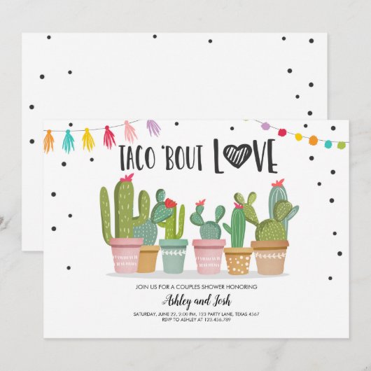 Taco Over Love Fiesta Koppels Splash Cactus Kaart (Voorkant / Achterkant)