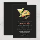 Taco Over Love Koppel Bruiloft Uitnodiging Zwart (Voorkant / Achterkant)