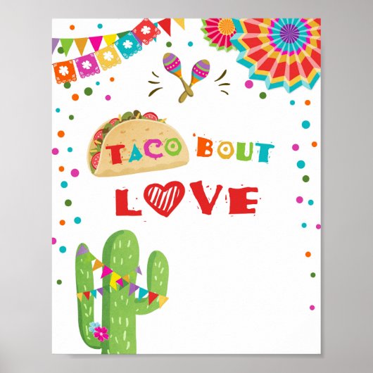 Taco Over Love Mexicaans Cactus Fiesta Tafelbord Poster (Voorkant)