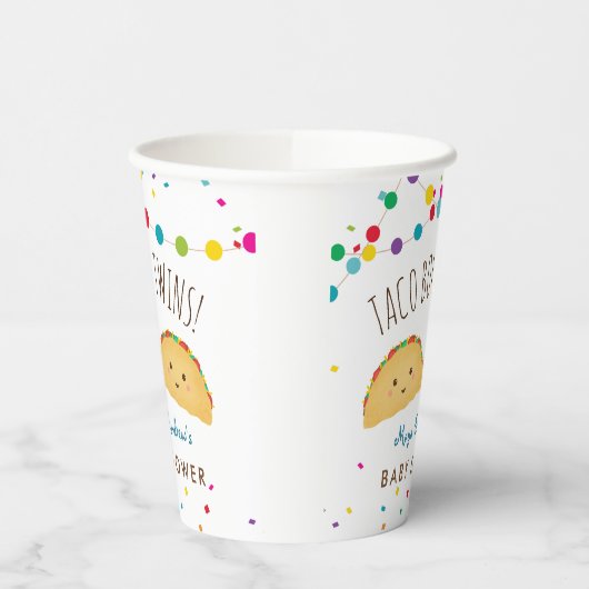 Taco over papierbekertjes met twee baby showers papieren bekers (Links)
