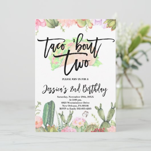 Taco ’Over Twee Fiesta, Taco Tweede Verjaardag Kaart (Staand voorkant)