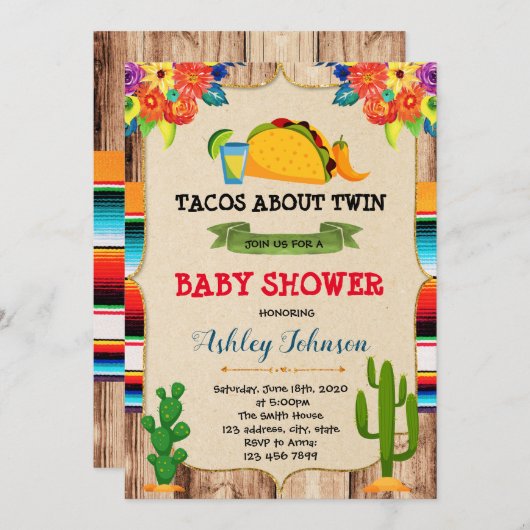 Taco over tweeledige uitnodiging voor een themafam (Voorkant / Achterkant)