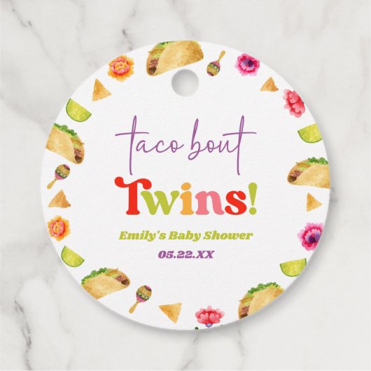 Taco over tweelingen! Fiesta-Baby shower Bedankjes Labels (Achterkant)
