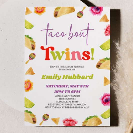 Taco over tweelingen! Fiesta-Baby shower Kaart