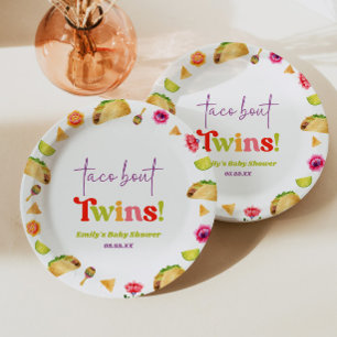 Taco Over Tweelingen! Fiesta Baby Shower Papieren Bordje