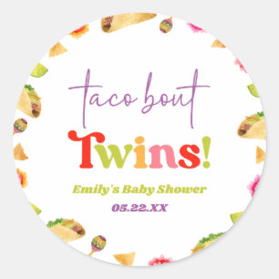 Taco over tweelingen! Fiesta-Baby shower Ronde Sticker