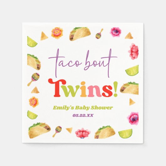 Taco over tweelingen! Fiesta-Baby shower Servet (Voorkant)