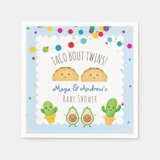 Taco over tweelingen! Fiesta Twin Boy Baby shower Servet (Voorkant)