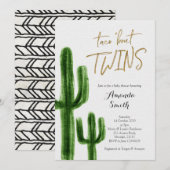 Taco over twins Cactus baby shower Invite card Kaart (Voorkant / Achterkant)