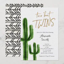 Taco over twins Cactus baby shower Invite card Kaart