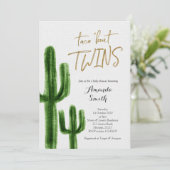 Taco over twins Cactus baby shower Invite card Kaart (Staand voorkant)