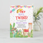 Taco Over Twins Fiesta Llama Mexicaans Baby shower Kaart (Staand voorkant)