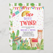 Taco Over Twins Fiesta Llama Mexicaans Baby shower Kaart (Voorkant / Achterkant)
