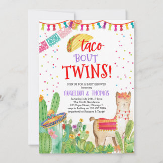 Taco Over Twins Fiesta Llama Mexicaans Baby shower Kaart