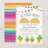 Taco over Twins! Fiesta-thema Twin Baby shower Kaart (Voorkant / Achterkant)