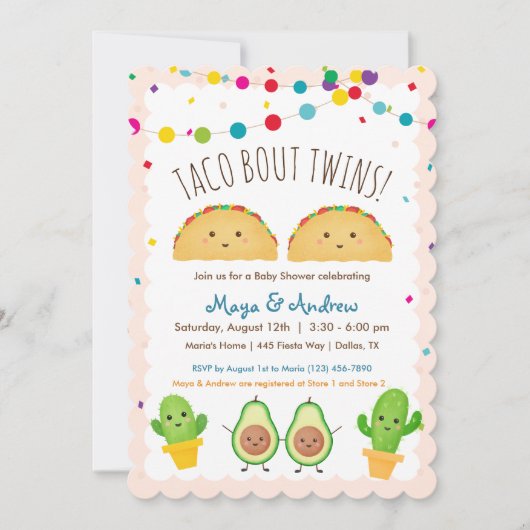 Taco over Twins! Fiesta-thema Twin Baby shower Kaart (Voorkant)