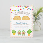 Taco over Twins! Fiesta-thema Twin Baby shower Kaart (Staand voorkant)
