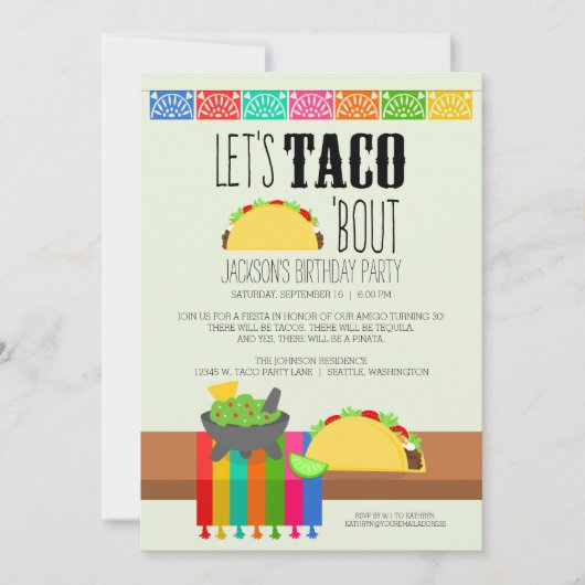 Taco 'Over verjaardagsfeestuitnodiging Kaart (Voorkant)