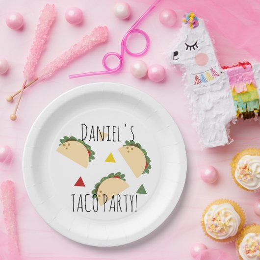 Taco Party Birthday Confetti Fiesta Geometric Papieren Bordje (Feest)