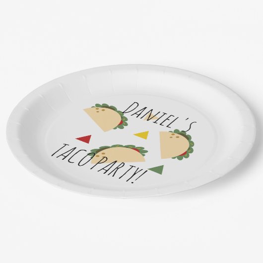 Taco Party Birthday Confetti Fiesta Geometric Papieren Bordje (Gekanteld)