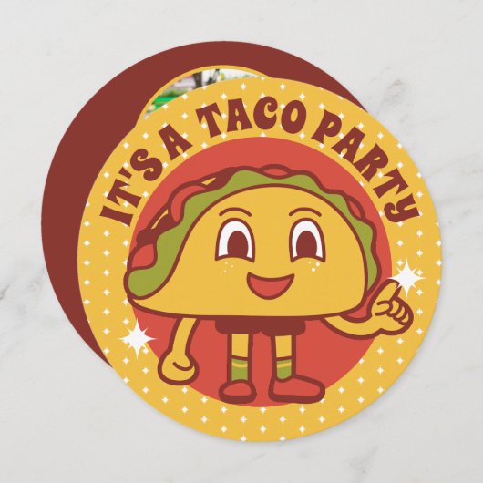 Taco Party Birthday Invitation Kaart (Voorkant / Achterkant)