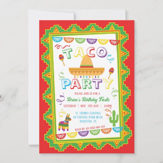 TACO PARTY Fiesta Uitnodiging (Voorkant)