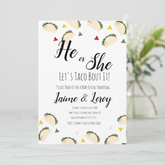 Taco Party Gender onthullen hem of zij FIESTA Kaart (Staand voorkant)