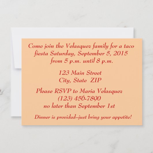 Taco Party Kaart (Achterkant)