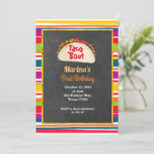 Taco party Mexican 1st Birthday Party Chalkboard Kaart (Staand voorkant)