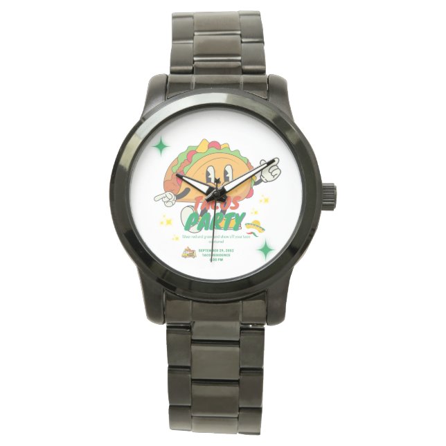 "Taco Party", Taco Lover Horloge (Voorkant)