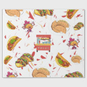 Taco patroon met gedroogde chili achtergrond cadeaupapier (Vlak)