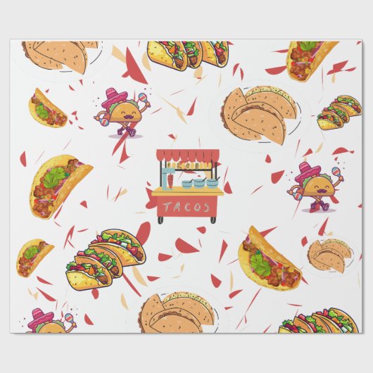 Taco patroon met gedroogde chili achtergrond cadeaupapier (Vlak)