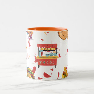 Taco patroon met gedroogde chili achtergrond tweekleurige koffiemok