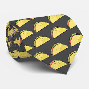 Taco Pattern Dark Grey Stropdas
