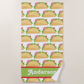 Taco Pattern Personalized Beach Towel Strandlaken (Voorkant)