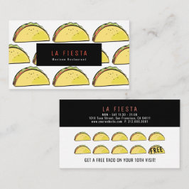 Taco Pattern Simple & Modern White Loyalty Card Visitekaartje