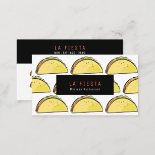 Taco Pattern Simple & Modern White Loyalty Card Visitekaartje